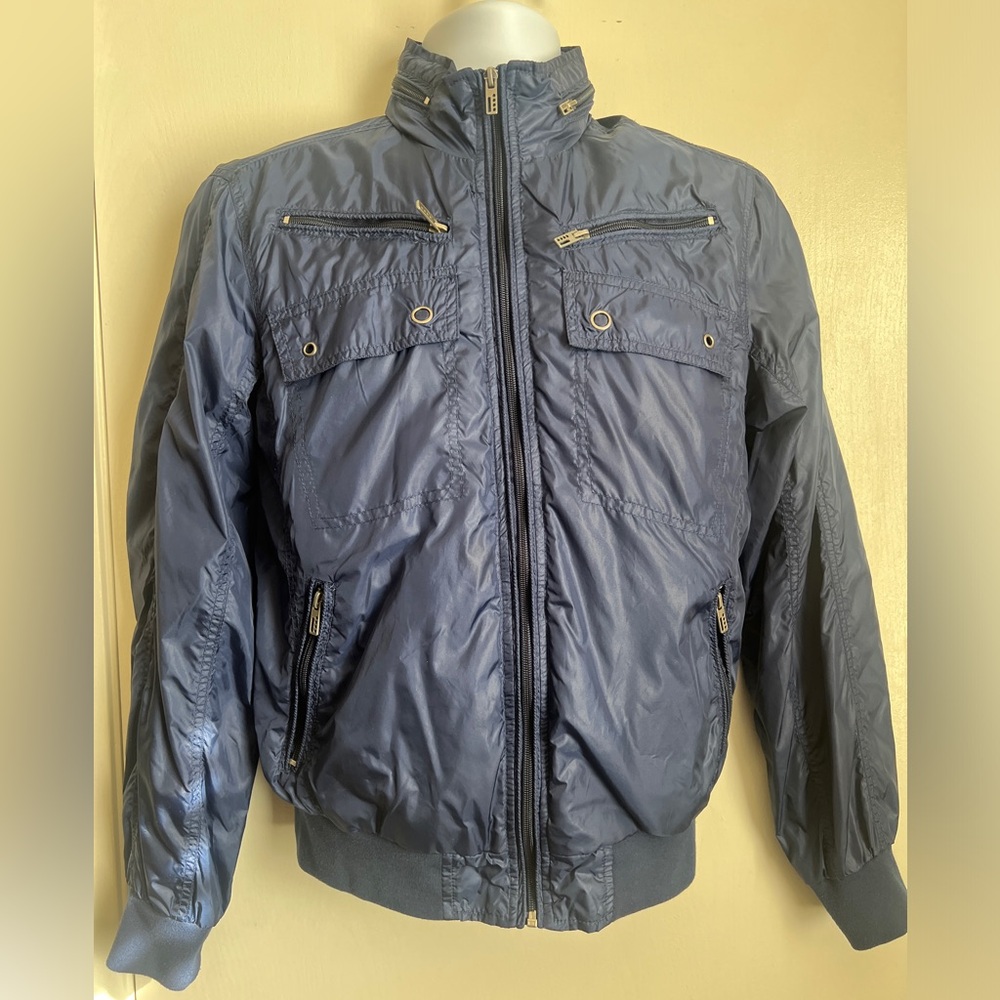 Heritage 1981 Windbreaker fleece , hidden hoodie, zip up jacket - Navy - Mens S